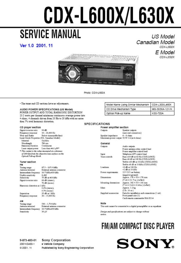 CDX-L600X ,CDX-L630X Ver.1.0
